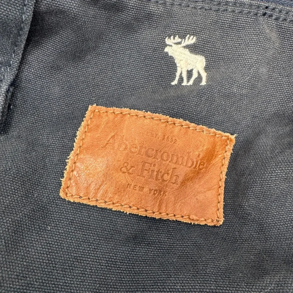 Abercrombie & Fitch Navy Blue Canvas Duffel Bag White‎ Moose Embroidery
